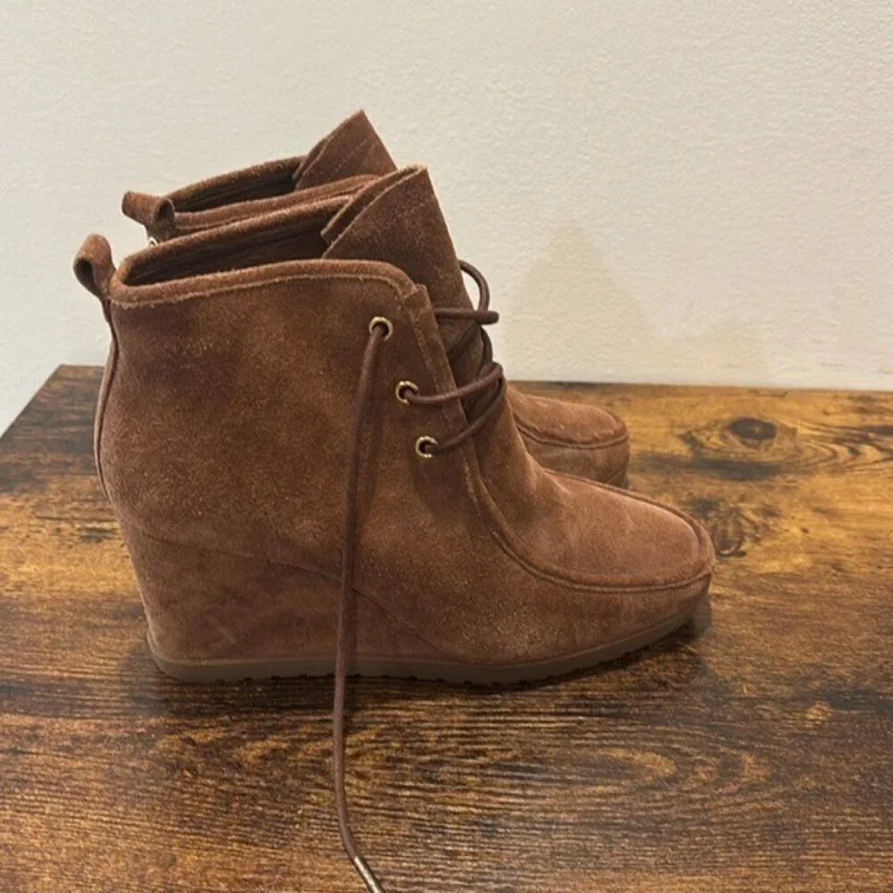 Michael Kors Brown Suede Wedge Ankle Boots 7.5